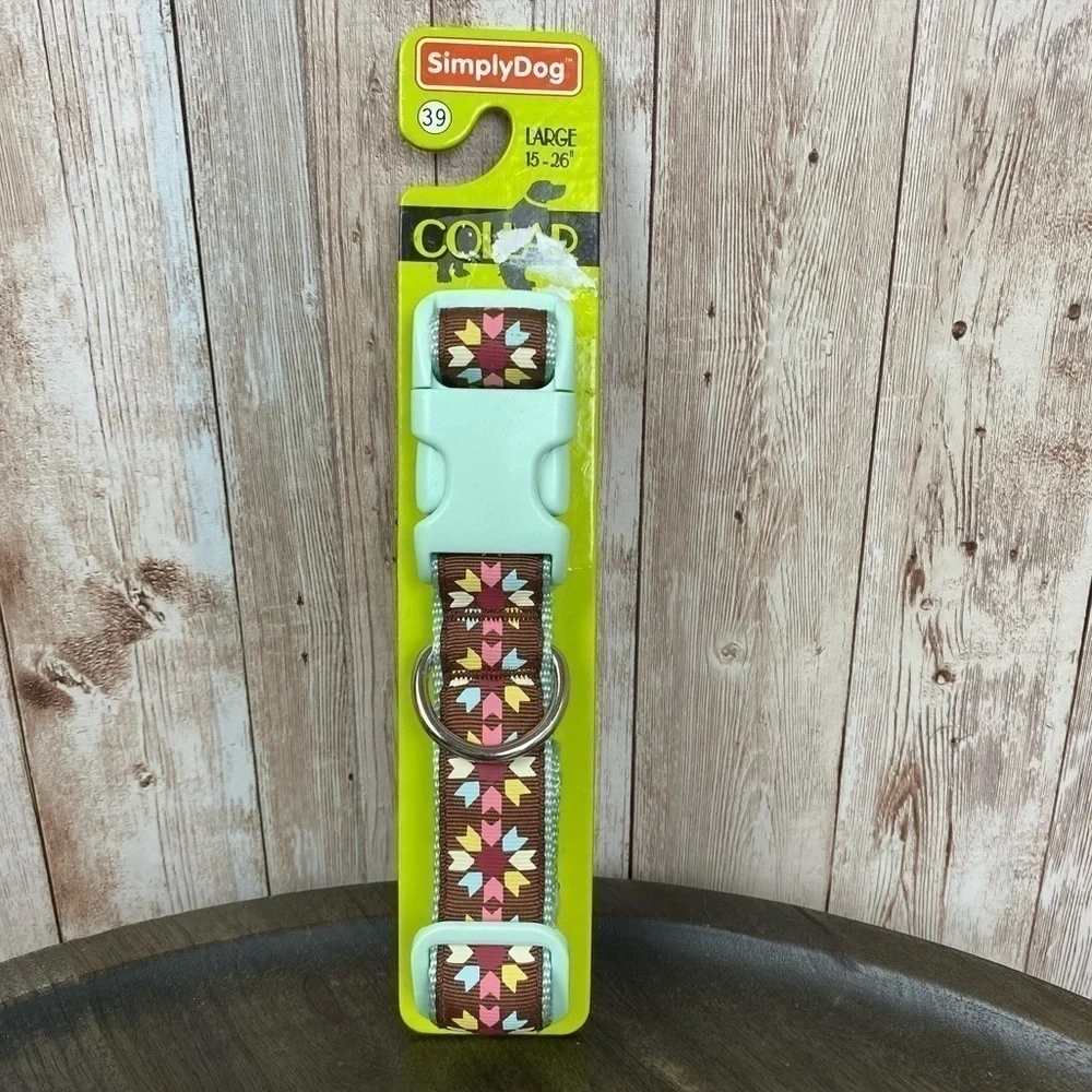 Simply Dog Nylon Adjustable Floral Print Dog Collar Size Large
